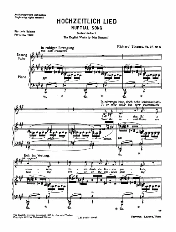 Complete Score (Low Voice, transposed to )
