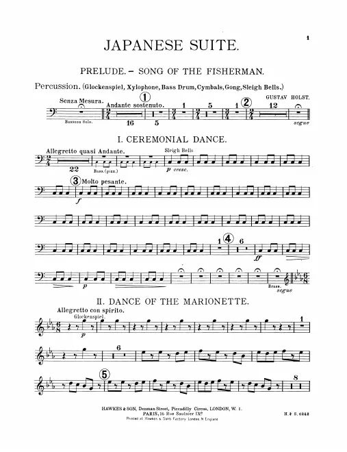 Percussion (Glockenspiel, Xylophone, Bass Drum, Cymbals, Gong, Sleigh Bells)