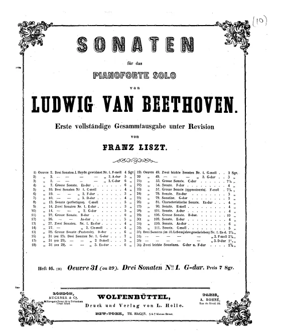 Heft 16. Piano Sonata No.16, Op.31 No.1