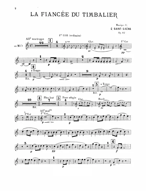 Natural Horn 1, 2 (E) Chromatic (Valved) Horn 3, 4 (F)