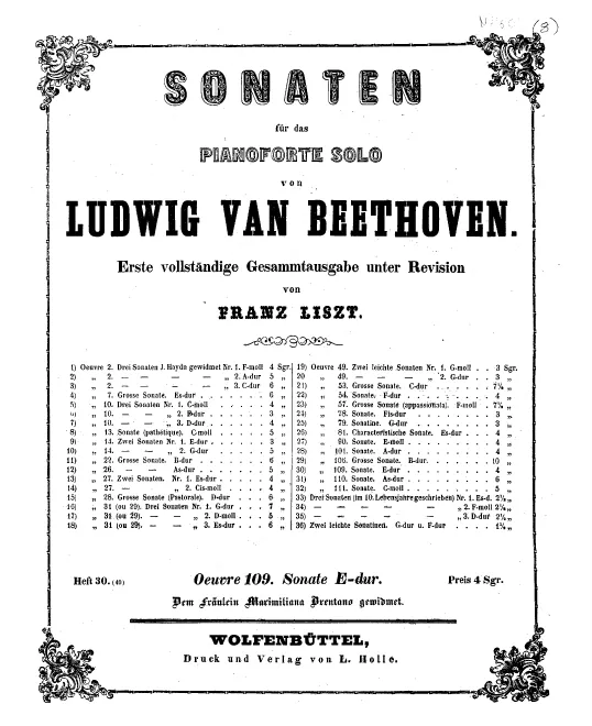 Heft 30. Piano Sonata No.30, Op.109
