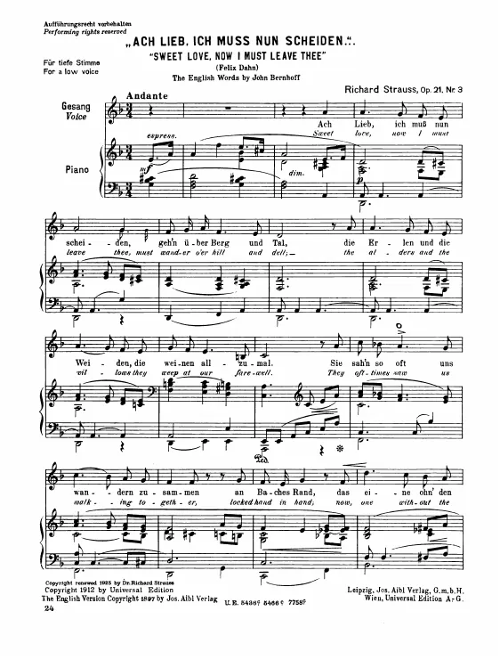 Complete Score (Low voice, transposed to )