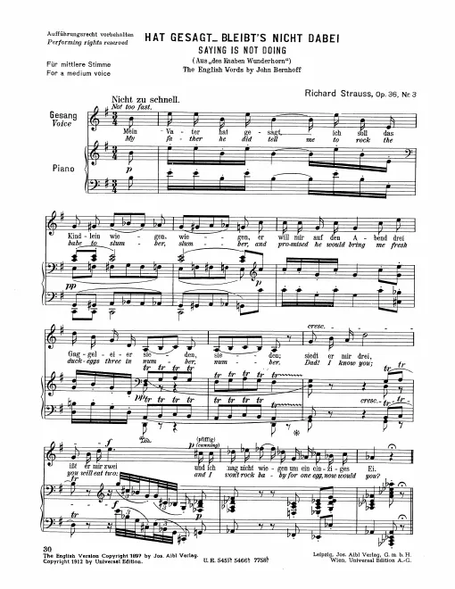 Complete Score (Medium Voice, transposed to )