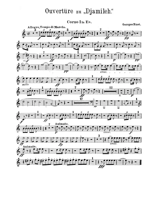 Horn 1, 2 (E), 3, 4 (C)
