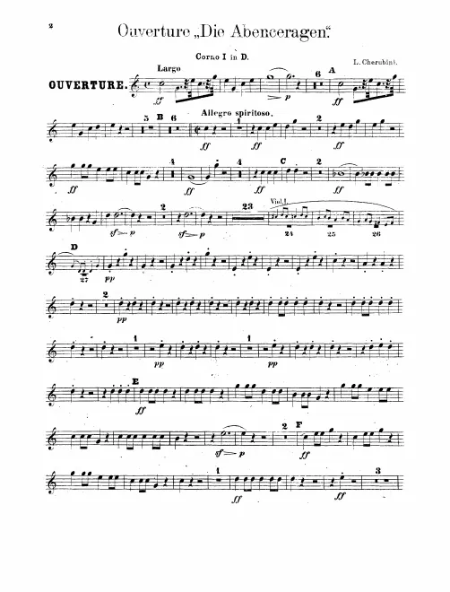Horn 1, 2 (D), 3, 4 (G)