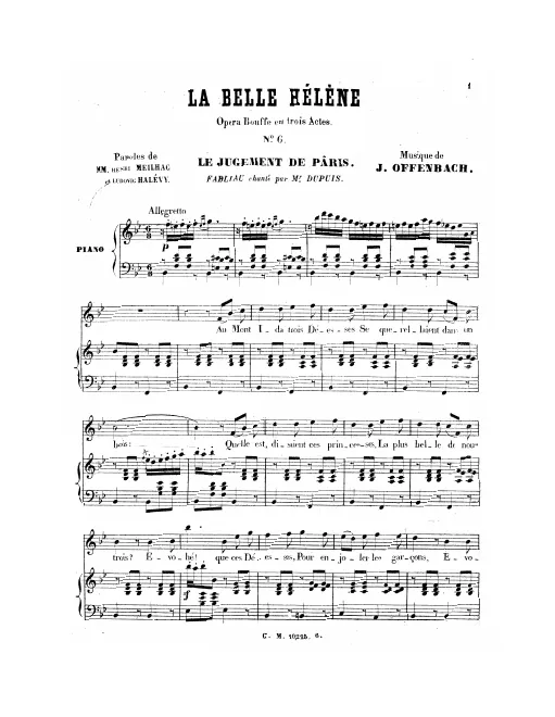 No.6, Le jugement de Pâris: "Au Mont Ida trois déesses" (Act I, No.6), B♭ major