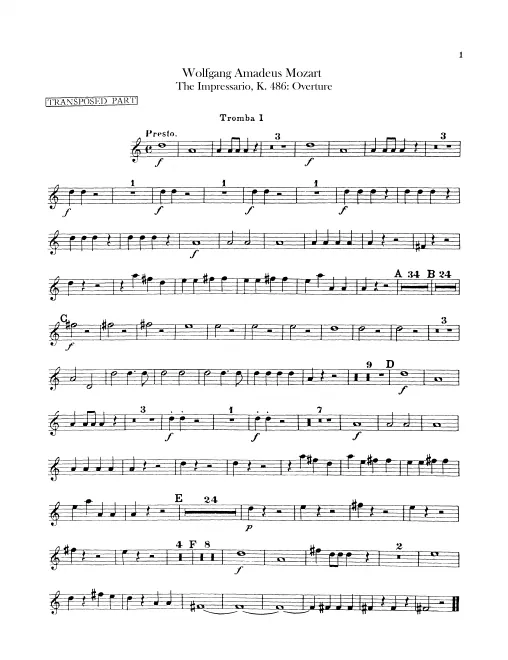 Trumpet 1, 2 (C, Transposed in B♭)