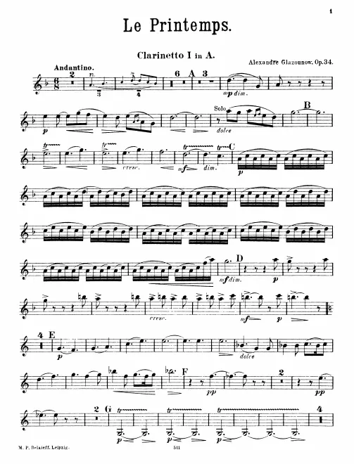 Clarinet 1, 2, Bass Clarinet (A)