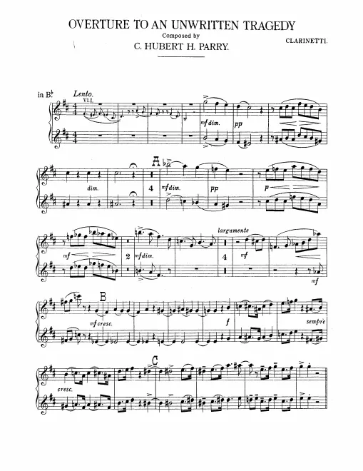 Clarinet 1/2 (A/B), Bass Clarinet (B)