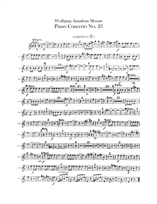 Horn 1, 2 (A, transposed in F)