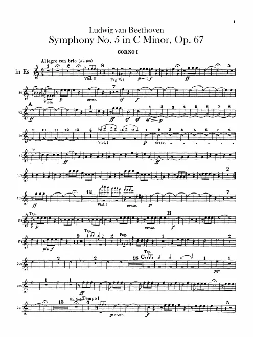 Horn 1, 2 (E, C), 1, 2 (F transposed)