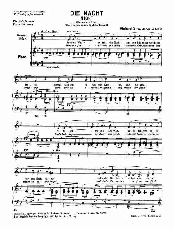 Complete Score (low voice, transposed to )