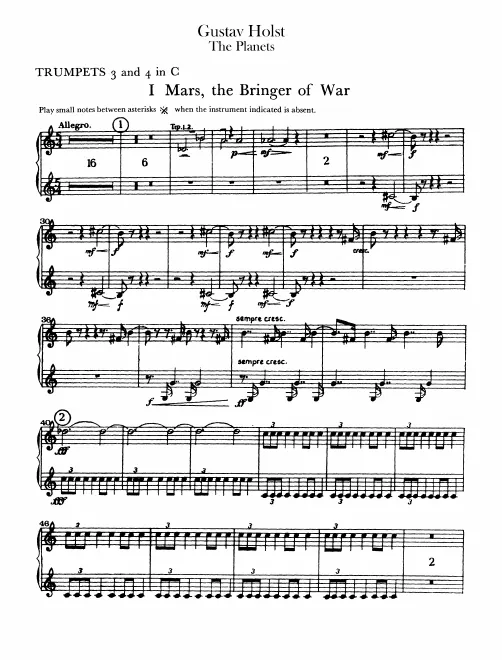 Trumpet 3/4 (C, plus B transposed)