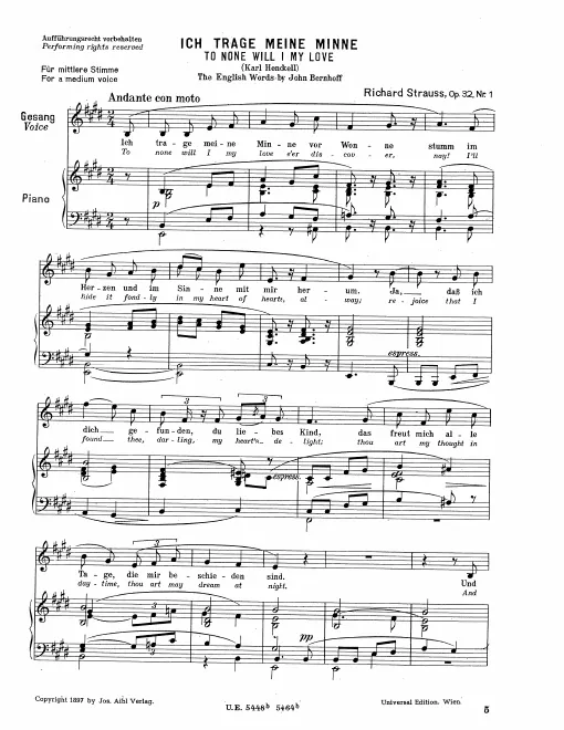 Complete Score (Medium Voice, transposed to )