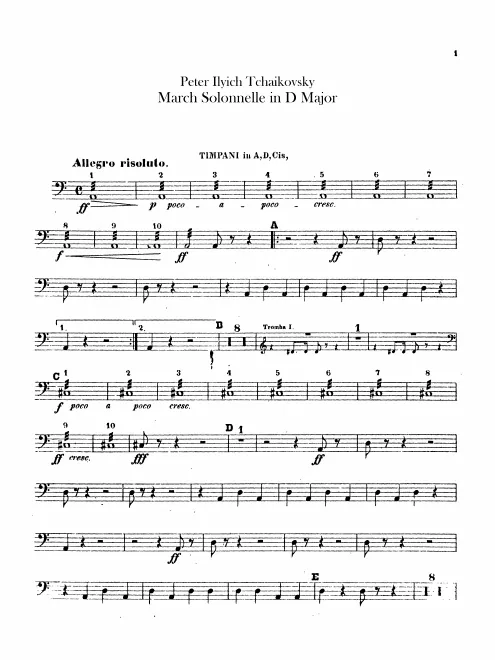 Timpani, Snare Drum, Cymbals/Bass Drum, Triangle