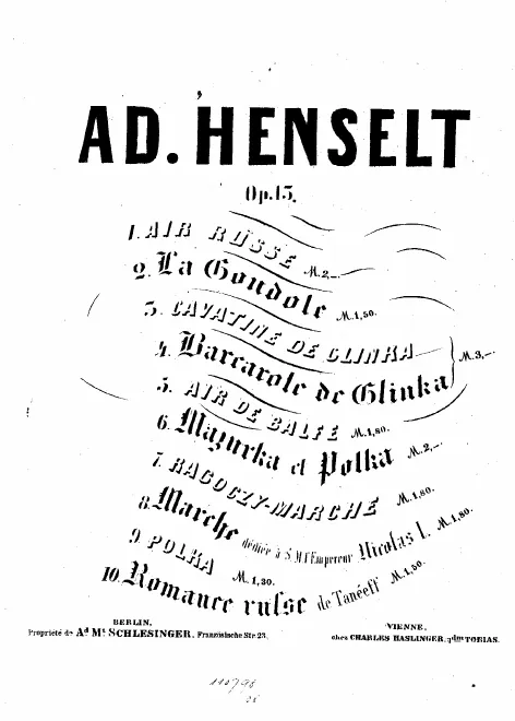 Incomplete Score (missing No.5 - air de Balfe)