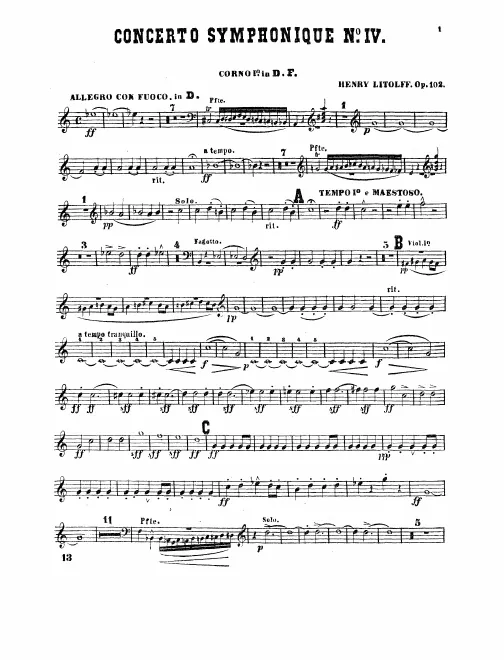 Horn 1, 2 (D/F), 3, 4 (F/C/A)