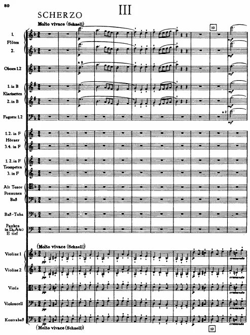 3. Scherzo: Molto vivace (schnell) – Trio: Im gleichen Tempo