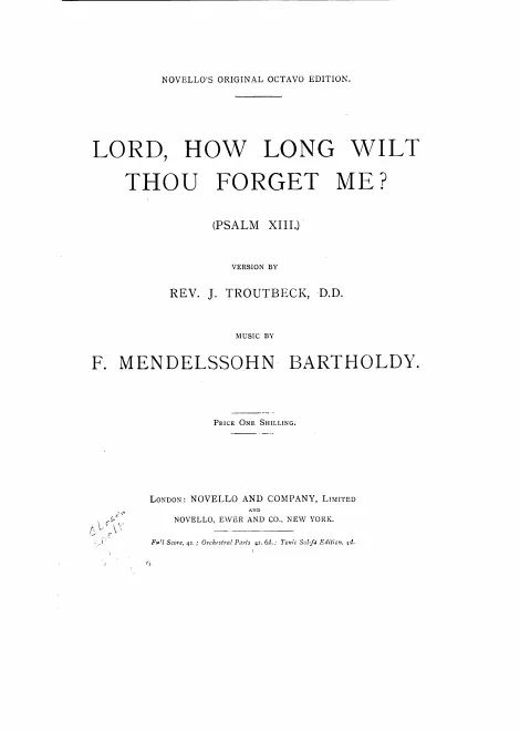 Complete Score "Lord, how long wilt thou forget me?"