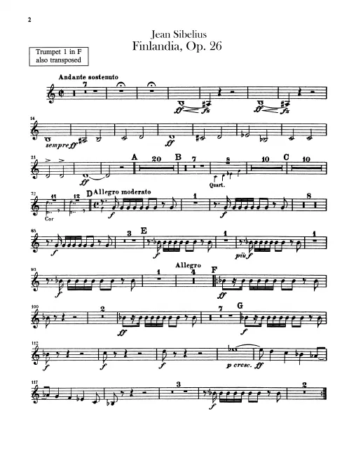 Trumpet 1, 2, 3 (F) 1, 2, 3 (B♭, transposed)