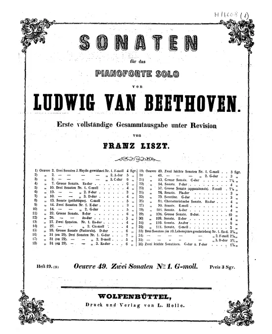 Heft 19. Piano Sonata No.19, Op.49 No.1