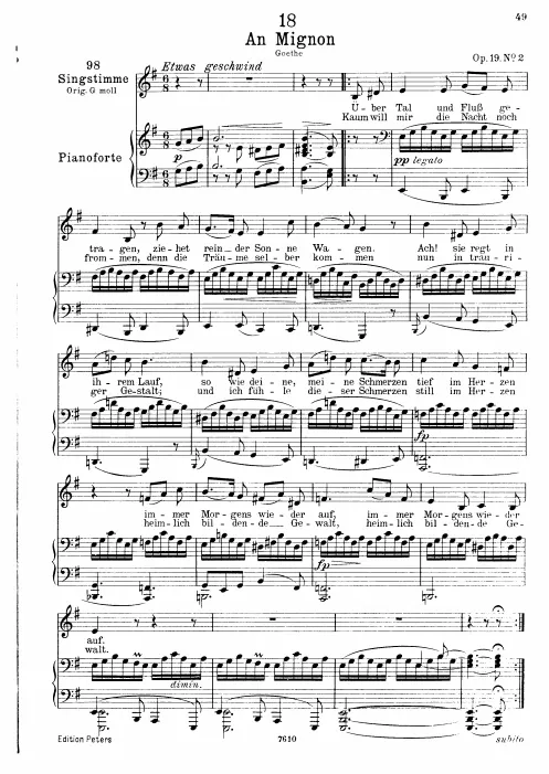 Complete Score (Low voice, transposed to )