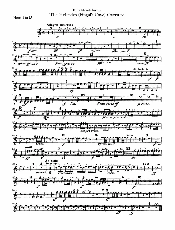 Horn 1 (D), 1 (F), 2 (D), 2 (F)