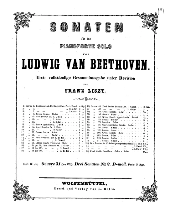 Heft 17. Piano Sonata No.17, Op.31 No.2