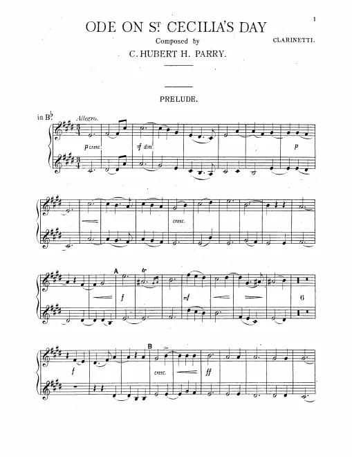 Clarinet 1/2 (A/B), Bass Clarinet (B)