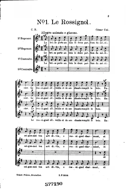 1. Le rossignol (= 3. Повеяло черемухой)