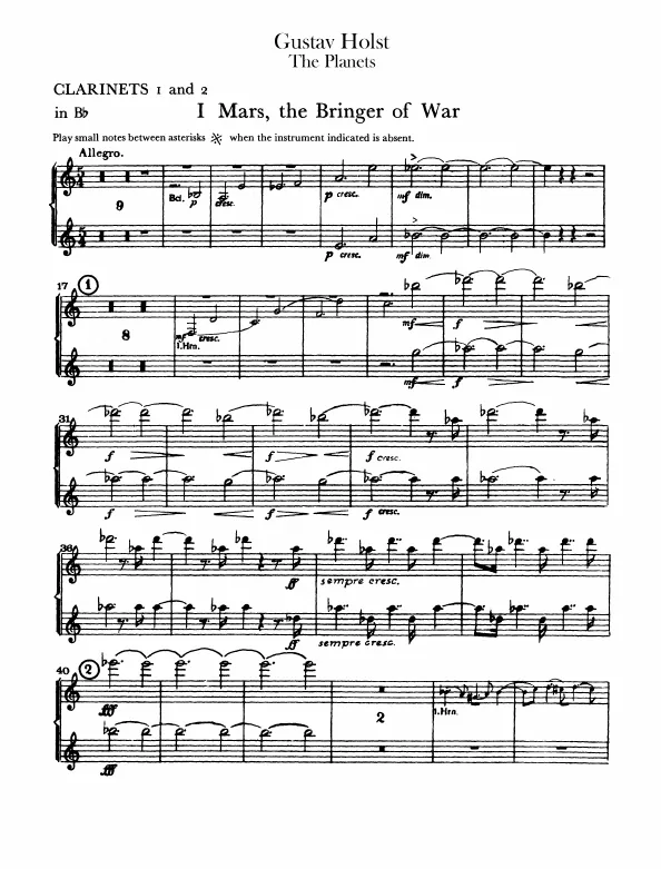 Clarinet 1/2 (B, A, plus B transposed)