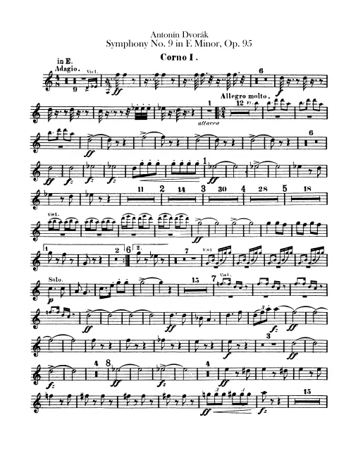 Horn 1, 2 (E, F), 3, 4 (C, E)