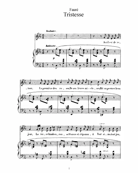 2. Tristesse (, original key)