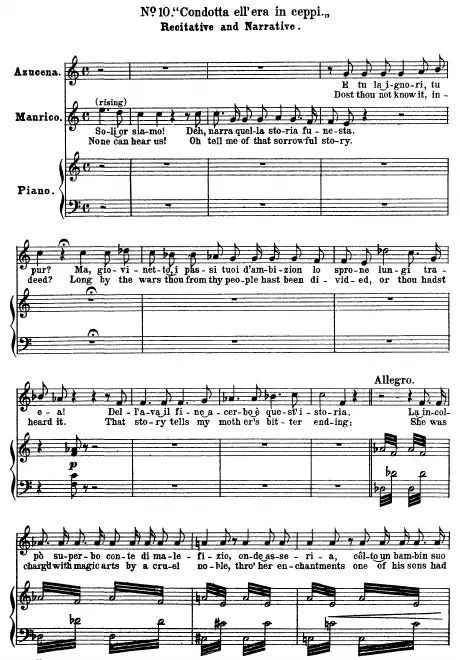 10. Recitative and Narrative: Condotta ell'era in ceppi