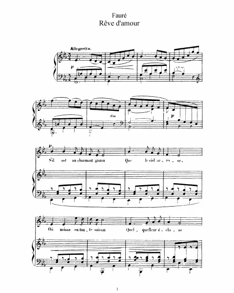 2. Rêve d’amour (, original key)
