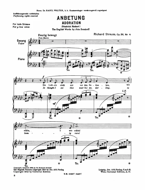Complete Score (Low voice, transposed to )