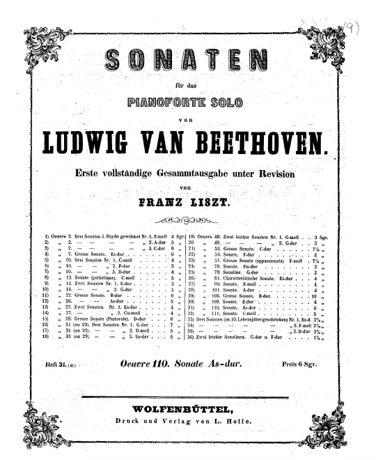 Heft 31. Piano Sonata No.31, Op.110