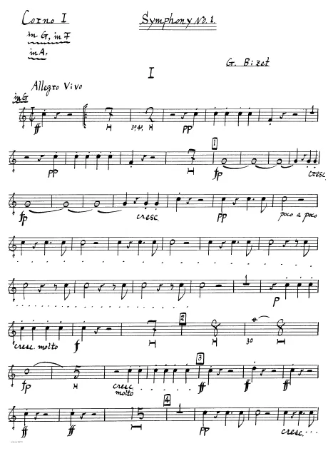 Horn 1, 2, 3, 4 (G, F, A, E, C)