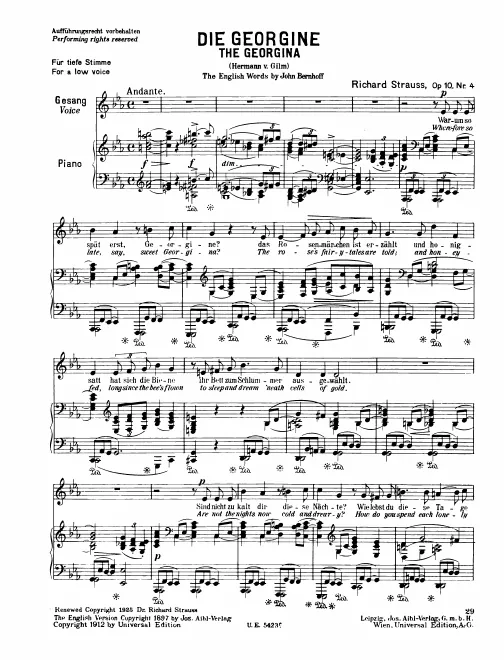 Complete Score (low voice, transposed to )