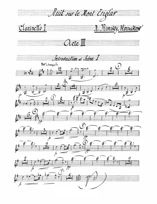Clarinet 1 (A/B), 2 (A/B/E), 3 (A/B/D/E), Bass Clarinet (A/B)