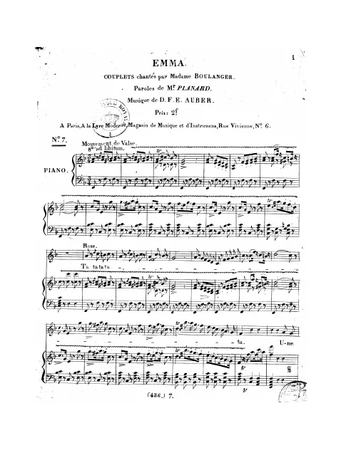 No.7, Couplets: "Une rose bien fleurie" (Act II, No.7)