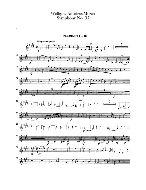Clarinet 1, 2 (B transposed, A)