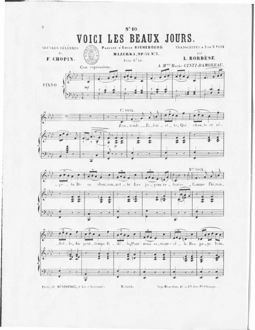 10. Voici les beaux jours (Mazurka, Op.59 No.3)