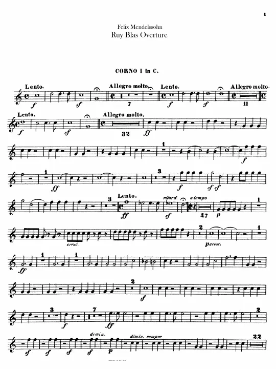 Horn 1, 2 (C), Horn 3, 4 (E)