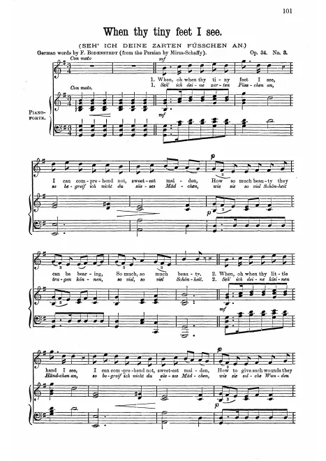 3. Seh’ ich Deine zarten Füsschen an (When thy tiny feet I see)