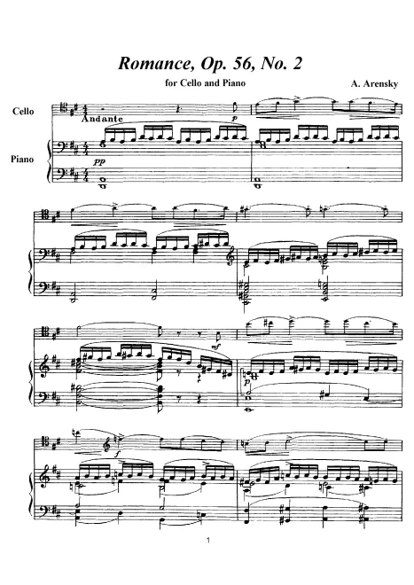 2. Romance - Score and Cello Part
