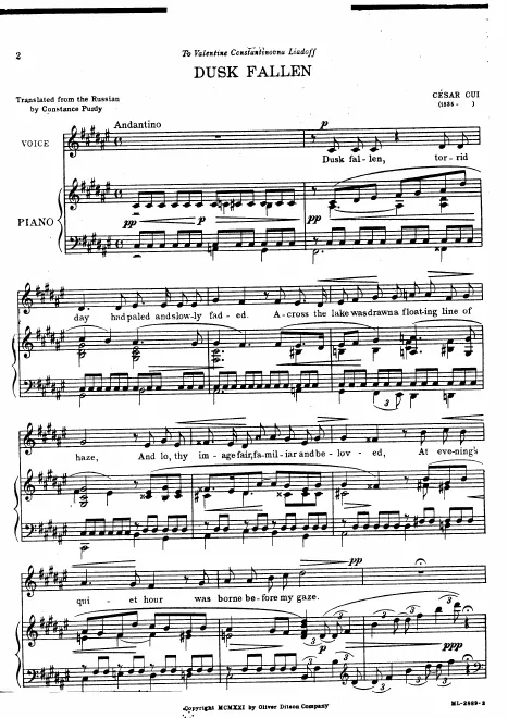 3. Dusk Fallen (= Смеркалось) (original key of F major)