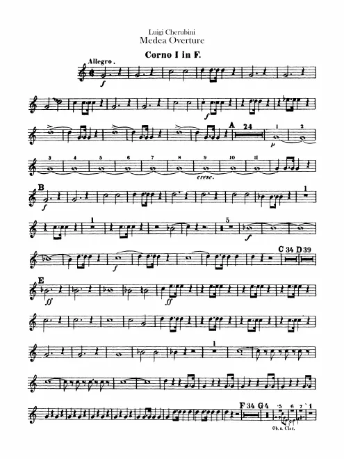 Horn 1, 2 (F), 3, 4 (E)