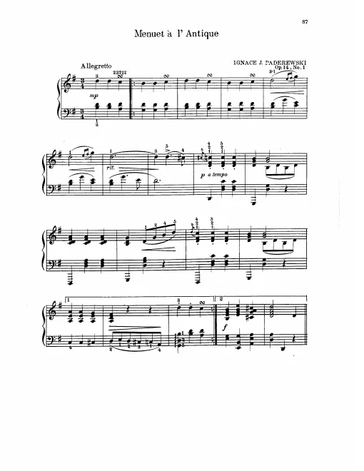 1. Menuet célèbre