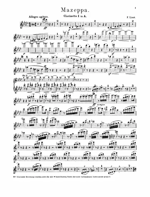 Clarinet 1, 2 (A), Bass Clarinet (C)